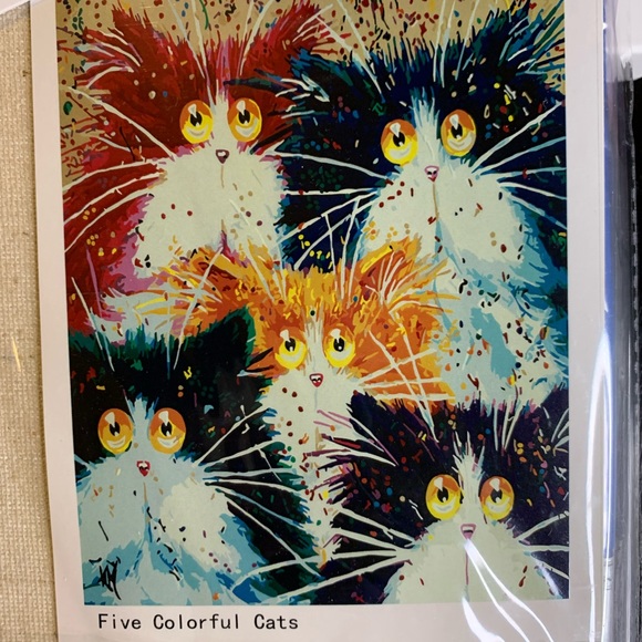 Other - Paint by Number Kit for Adults, DIY Oil Painting Canvas, Five Cats 16x20…